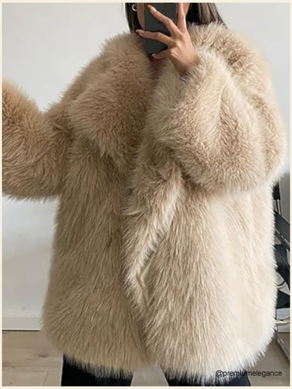 Faux Fur Coat Long Sleeve Lapel Open Front Oversized Winter Fall Shaggy Warm - Picture 3 of 7